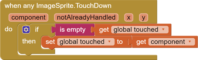 when any ImageSprite.TouchDown   component   notAlreadyHandled   x   y   do